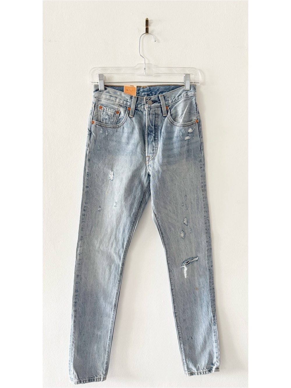NEW Levi's 501 Distressed Light Wash Jeans Size 24